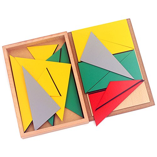 Montessori Wood Math Geometry Shape Teaching Aids Constructive Triangles Rectangular Pentagon 5 Sets Early Preschool Educational Toys