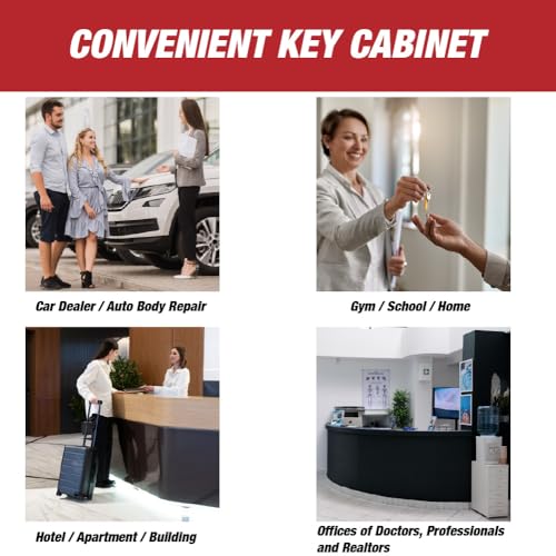 LAUCO 200-Key Wall Mount ﻿Cabinet Box ﻿with Security Key Storage Box Steel, Key Organizer with 200 Colorful Key Tags, ﻿Safe Storage Key Holder Locker Box, Light Grey, 14.96" x 6.15" x 21.65" 50754