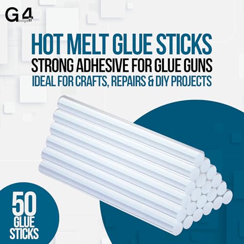 G4GADGET 50 Pack 11mm x 100mm Hot Melt Glue Sticks - Strong Adhesive for Glue Guns, Ideal for Crafts, Repairs & DIY Projects