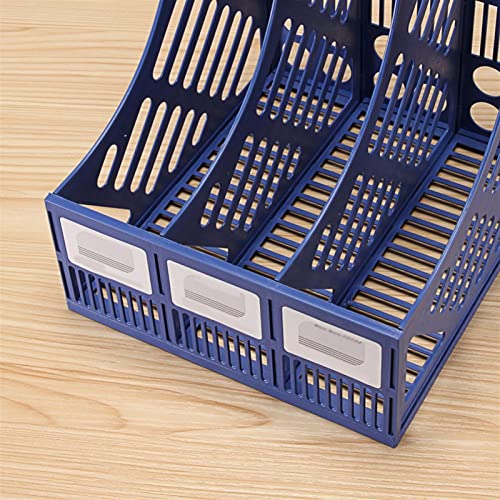 Yuidaaavzz File Sorters 3 Sections Desktop File Racks File Stand Plastic Holder Home Office Document Storage Box Desk Organizer (Color : Black) (Black)