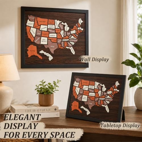 Magnetic Wooden USA Travel Map Puzzle, 13.4 x 11.4 Inch (Magnetic)