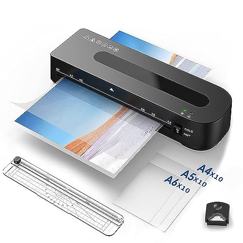 Laminator Machine with Indicator Light, Portable Personal Laminator, Never Jam 40 Laminating Pouches and 2Min Fast Warm-up, Low Noise and 115°C-145°C Temperature Adjusted, for Office, School