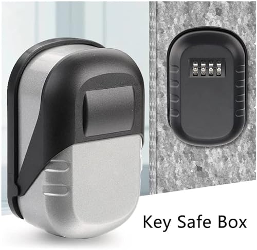 CARUTU Key Lock Box, 4 Digit Combination Outdoor Lock Box, Wall Mount Combination Lockbox for Family Members, Tradesman