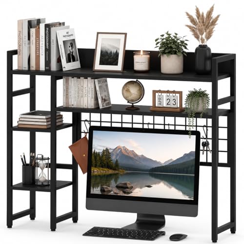 MAT EXPERT 37" Desk Hutch, Desktop Bookshelf for Up to 32" Computer Monitor