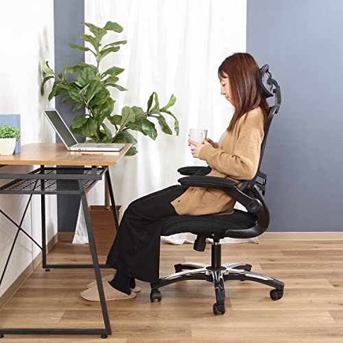 Fuji Boeki 82530 Master 3 High Back, Office Chair, Desk Chair, Mesh, Breathable, Black, Backrest Storage Space Included, Elevation Function, Locking Function
