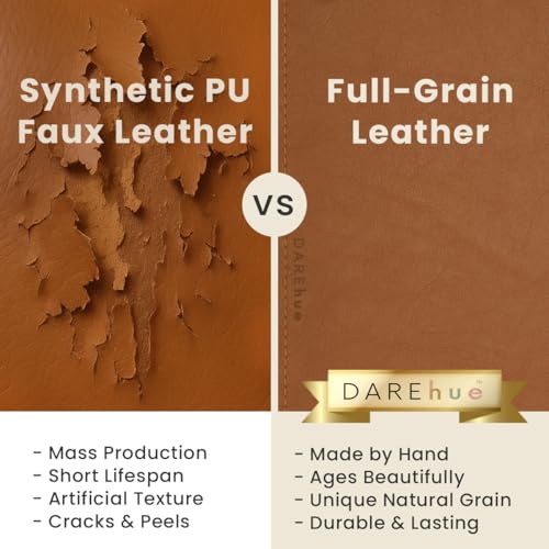 DAREhue Full Grain Leather Desk Pad, Toffee Tan Brown, XL(35.4 x 15.7 inch)