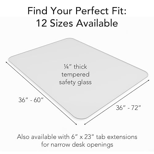 Modern Chair Mat Co. Office Desk Glass Chair Mat - Ultra-Clear Tempered Glass - Easy Glide - Protects Carpet and Hardwood Floors - 45" x 53" Tapered Edge