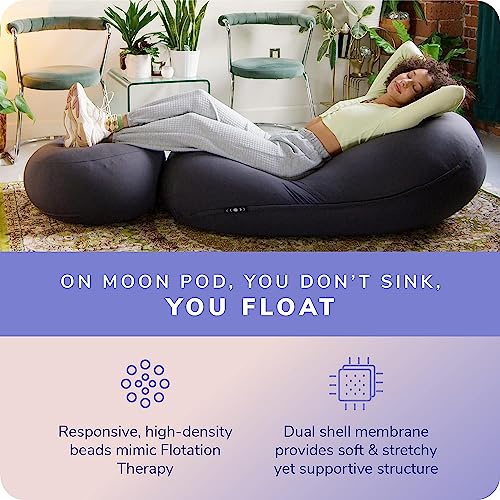 Moon Pod Lunar Lift Footrest for Bean Bag Chair - 20" x 8" Zero-Gravity Micro-Bead Stuffed for Stress, Relaxation & Comfort for Circulation (Charcoal)