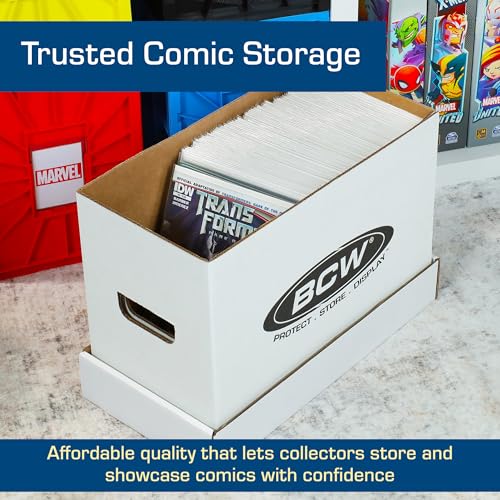 BCW Short Comic Storage Box - 20 Pack | Holds 150-175 Current/Silver Age Comics | Stackable, Durable 200 lb. Strength