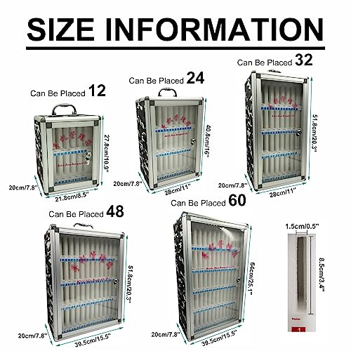 FENOKD 12/24/32/48/60 Slots Aluminum Alloy Pocket Chart Storage Cabinet for Cell Phones,Camo Style with A Locked,Can Be Carried by Hand, Wall-Mounted (Silver 12)，Silver-12