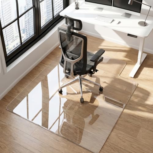 Garvee 36" x 48" Extra White 1/5" Thick Tempered Glass Chair Mat for Carpet