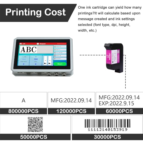 PEKOKO Industrial Inkjet Printer LBX1000 Plus Online Batch Coder for Printing Text, Number, Manufacturing/Expiry Date, Time,MRP,Qr Code,Barcode,Logo,Graphics