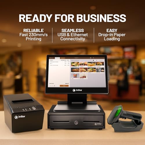 3nStar RPT004 Thermal Receipt Printer | 80mm POS Printer | USB & Ethernet | High-Speed 230mm/s | Auto Cutter, Wall-Mount, Compact Design | Restaurant, Retail, Kiosk, Hospitality Use