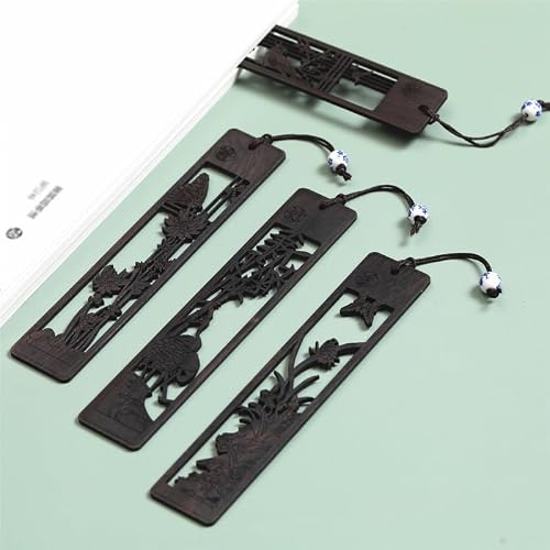 Carved Out Classical Chinese Wooden Literary Bookmark