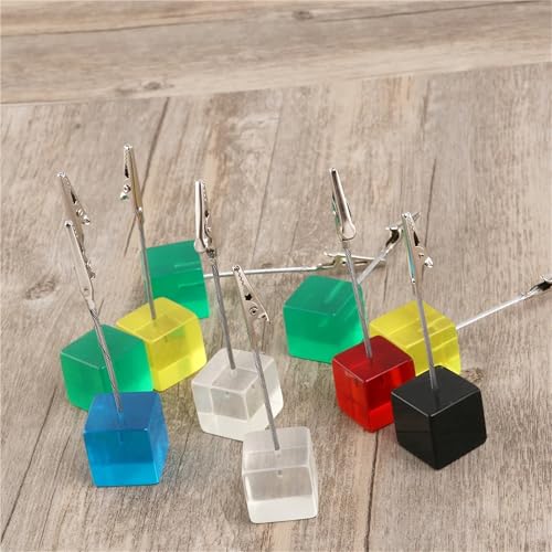 Memo Clip Holders Stand with Alligator Clasp 50 pcs Cube Resin Base Memo Photo Holder Paper Note Clip Desktop Decor