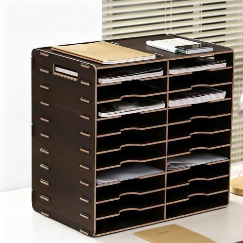20-Slot Classroom Mailbox, Wooden Paper Organizers