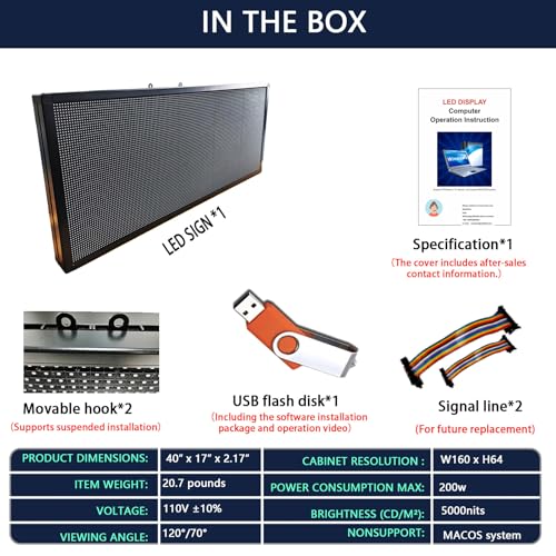 HS P6 40''x17'' Led sign Outdoor Digital Open Neon Programmable Scrolling