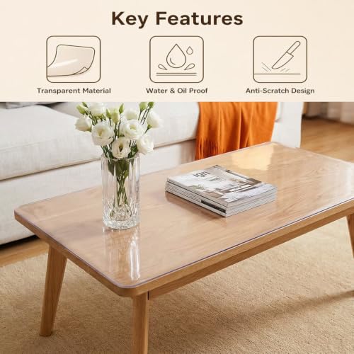 22x88 in Office Desk Blotter Mat Clear Plastic Table Protector Cover Pad PVC Transparent Topper Surface Proection Pad Anti Scratch Table Mat Glass Dinner End Waterproof Easy Clean