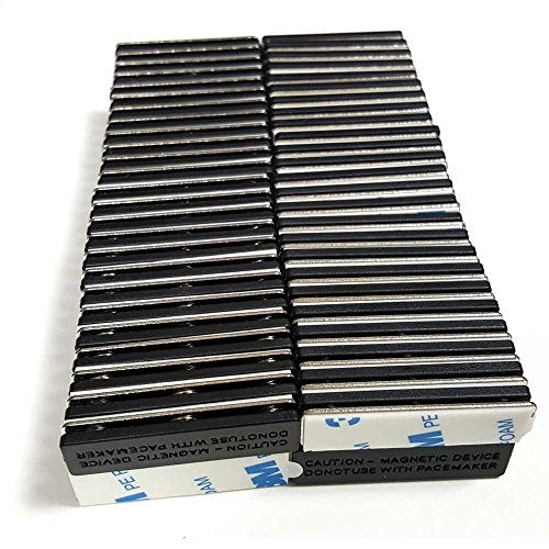 Magnetic Name Tags/Badges with Super Strong Magnetic Fasteners UNATTACHED - 100 Pack Kit Includes Crystal Clear Gloss Printable Labels - Red Name Badges with 1/8th Rounded Corners 1 X 3 Inch Size