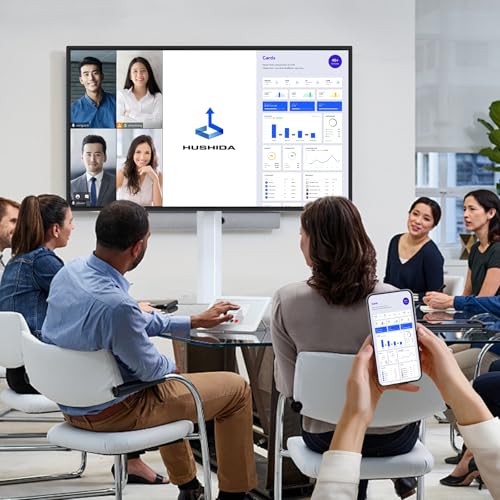 HUSHIDA 55″ Smart Board 1080P Portable TV & Huge Tablet Android 13 & 8G RAM+128G Storage Screen Mirroring for Live Streaming, All in One Digital Whiteboard for Home Classroom and Business Meeting