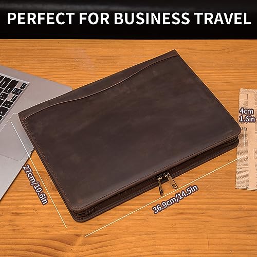 Geslun Leather Work Portfolio for Legal Size 8.5 x 14" Pad and 14" Laptop
