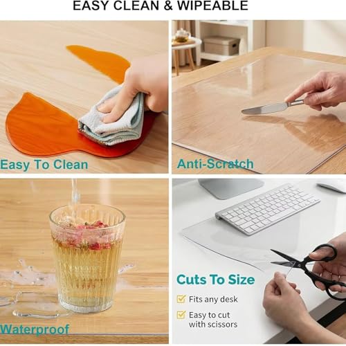AHWEKR Office Chair Mat for Hard Floors 45 x 93 Inch, Clear Plastic Floor Protector for Rolling Desk & Computer Chairs, Transparent Under Desk Mat for Hardwood, Wood & Tile Floors