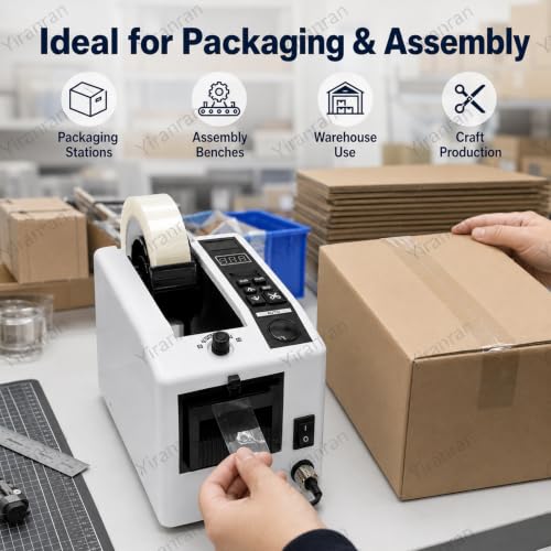 Automatic Tape Dispenser, Utomatic Tape Dispenser for 7-50mm Width Tape, Digital Display, 999mm Cut Length Tape Cutter, for Office, Shipping, Warehouse Wrapping/Packing