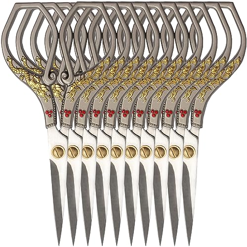 JubileeYarn Gold Dragon Relief w/Red Crystals Embroidery Craft Scissors - Silver - 10 Scissors