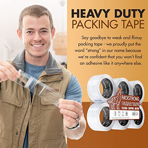 Packstrong Heavy Duty Packing Tape 36 Rolls, 2 Inch Wide 3.1 Mil 110 Yards