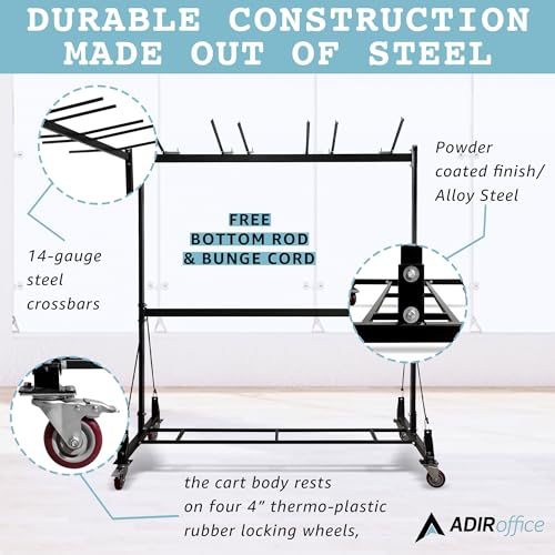 AdirOffice Combo Cart for Chairs & Tables - Foldable Seat & Table Wheeled Caddy - Steel Body Truck with Locking Swivel Caster Wheels - 600 Lbs Weight Capacity - Quick & Easy Assembly