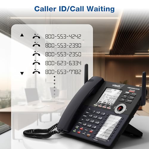 VTech AM18447 Main Console 4-Line Small Business Phone System - Expandable to 10 Stations, Digital Answering Machine, Auto Attendant, Intercom & Custom Music on Hold, Black