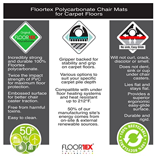 Floortex® Exclusive Ultimat® Polycarbonate Rectangular Chair Mat for Carpets up to 1/2" - 48 x 79