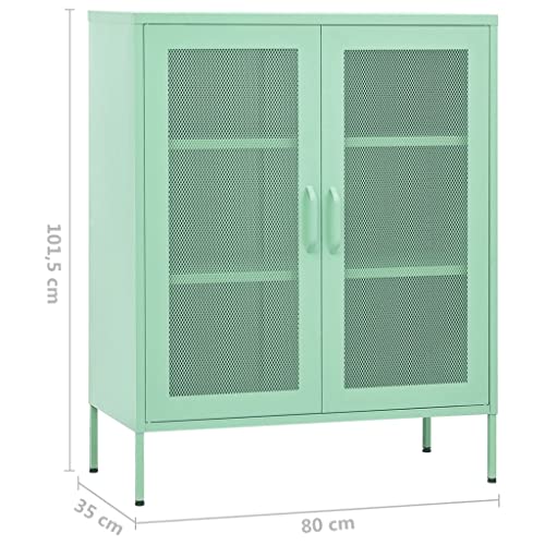 JHQHSM Storage Cabinet Mesh Doors Adjustable Shelves for Books, Magazines, documents Mint 31.5"x13.8"x40" Steel