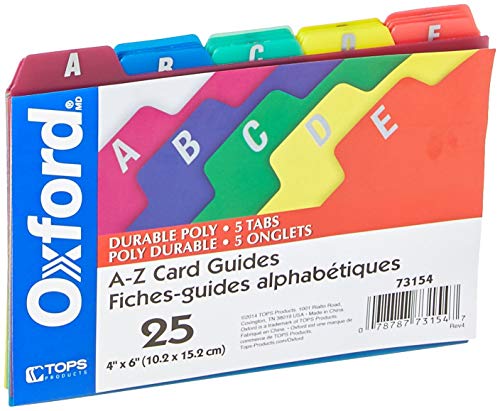 Casafoyer Esselte Pendaflex Poly Index Card Guide, 4 X 6 in, Assorted Color, Pack of 25 | (2 Units)