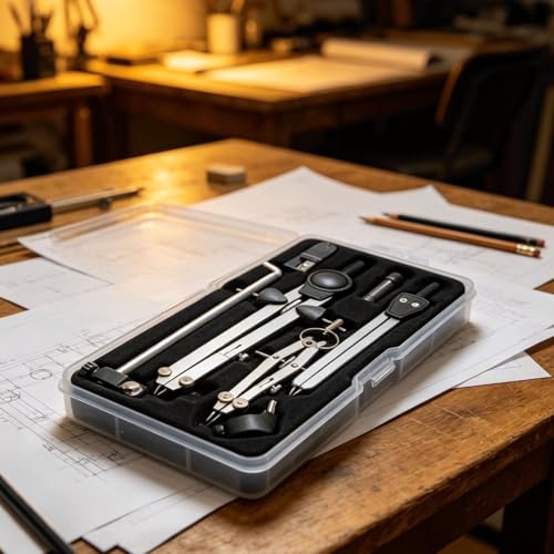 HYffUUOP Professional Drafting Compass Set Metal Compass for Geometry Engineering Drawing Tools with Extension Beam Dividers Math Compass
