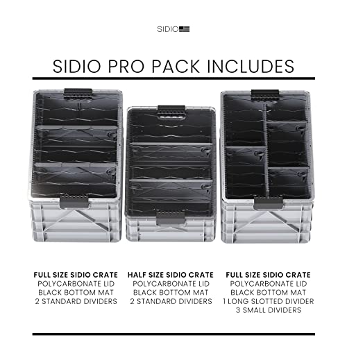 SIDIO Pro Pack, HD Stackable Storage Bins with Lids & Dividers, Gray