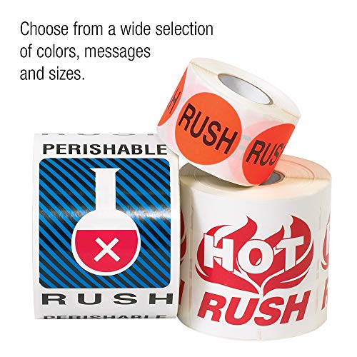 Tape Logic Aviditi Tape Logic 3" x 5","Rush Handle with Care" Red/White Warning Sticker, for Shipping, Handling, and Packing (1 Roll of 500 Labels)