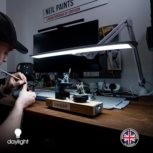 Daylight Company Lumi Task Lamp,+95 CRI, 4000 Lux,Craft Light, Super Bright Desk Lamp, Touch Dimmable, 2 Brightness Levels, Ideal Table Light, Drawing Lamps - Metal - 15 W