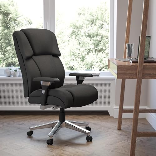 Scranton & Co Contemporary Fabric Big & Tall Swivel Office Chair in Black