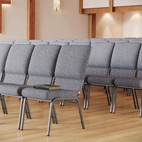 EMMA + OLIVER Charcoal Gray 18.5" Stacking Church Chair