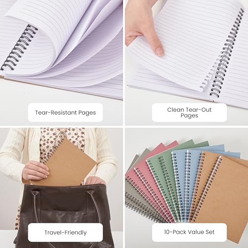 Paper Junkie 10 Pack Spiral Notebooks, 6x8 in, Lined Journals, Assorted