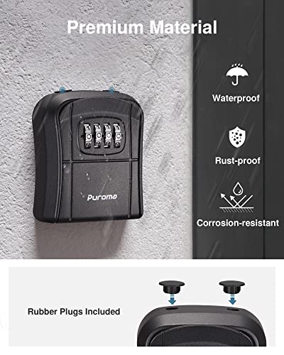 Puroma Key Lock Box Outdoor 4 Digit Code Combination Lockbox House, 4 Black
