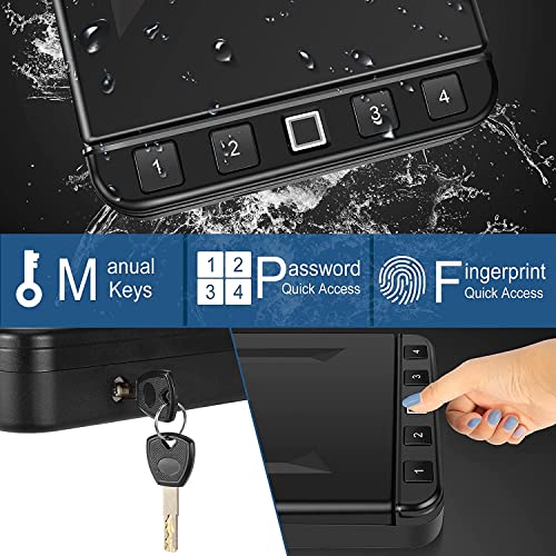 Biometric Gun Safe for Pistols, Fingerprint Handgun Safe Firearm Lock Box