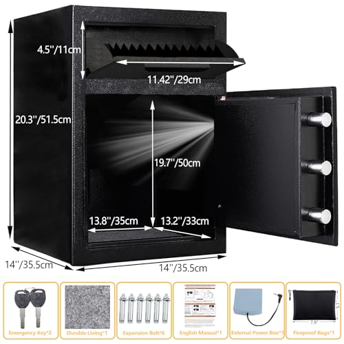 BUTISOW 3.2 Cuft Drop Safe for Business, Safe Box with Slot Fireproof Bag