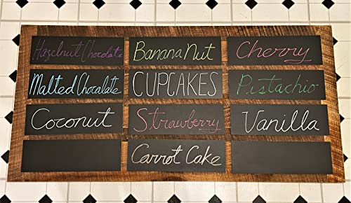 Classy Menu Chalkboard System in 48" x 34” Genuine Reclaimed/Barn Wood Frame. 18 Peel-and-Stick REPOSITIONABLE Black Boards. Menus, Lists. Restaurants, Office, Homes. for Regular and Liquid Chalk.