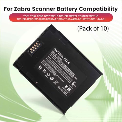 WRUMI 10 Pack for Zebra TC57 TC51 TC52 TC56 Battery Replacement BT-000314A