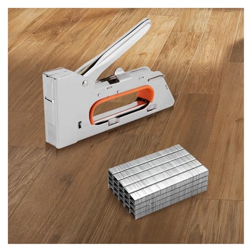 Oil-Free Pneumatic Staple Gun Heavy-Duty Stapler Upholstery Stapler 4/6/8mm Paper Window Tacker Tools with 2400pcs Stainless Steel Nails for Woodworking Furniture Binding
