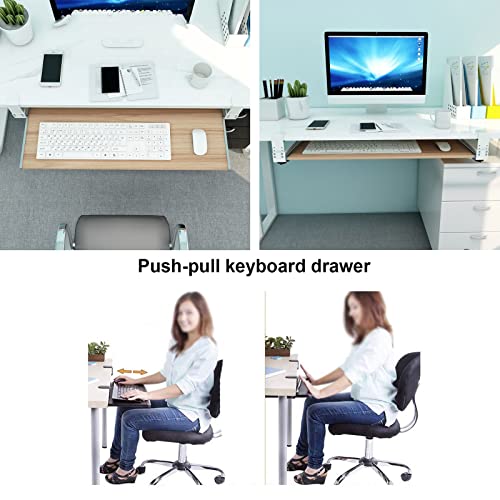 GAZOGJ 5 Colors Wooden Keyboard Tray Under Desk Slide-Out Keyboard Drawers Platforms - Install Without Drilling - for Home/Office/Club Computer Desk Extender Keyboard Shelf,Walnut-75x30cm(30x12Inch)