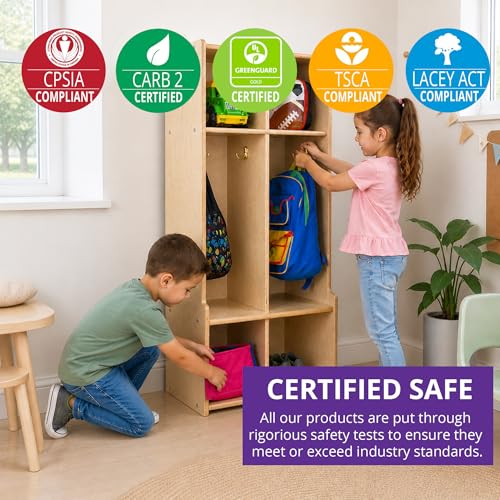 Contender 2-Section Coat Locker with Bench & Cubby Storage, Backpack Organizer, Coat Cubbies Storage for Kids & Toddlers, Ideal for Home, School, Office