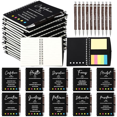 80 Pcs Motivational Inspirational Notebook Bulk with Notes Pen,Black